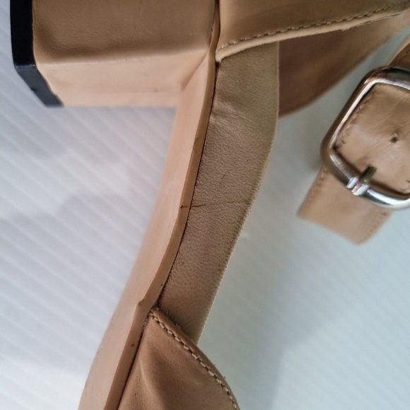 Bared Footwear Nude Leather Round Toe Block Heel Shoes Size 38 - Picture 13 of 13